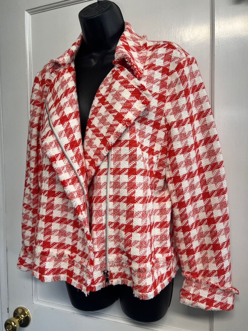 NWOT Ann Taylor gingham print modern blazer ladies size L